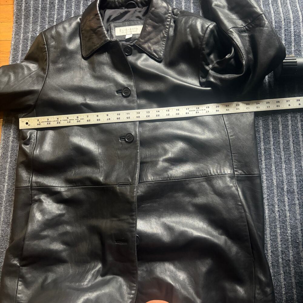 Elisabeth by Liz Claiborne Leather Coat Size XL Black - Picture 4 of 8